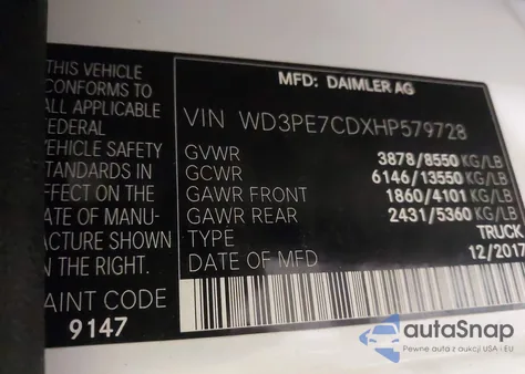 2017 Mercedes-Benz Sprinter 2500 Standard Roof V6 from USA, damaged, VIN WD3PE7CDXHP579728